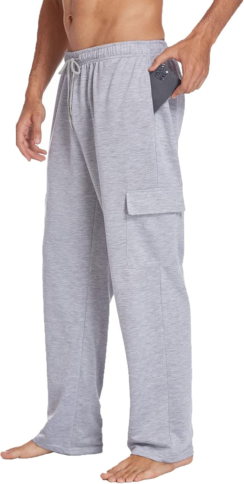 Men'S Cargo Sweatpants Open Bottom